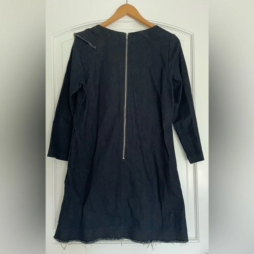Prairie Underground Black Denim Avant Garde Dress Raw Hem Long Sleeve Size S - Picture 4 of 8